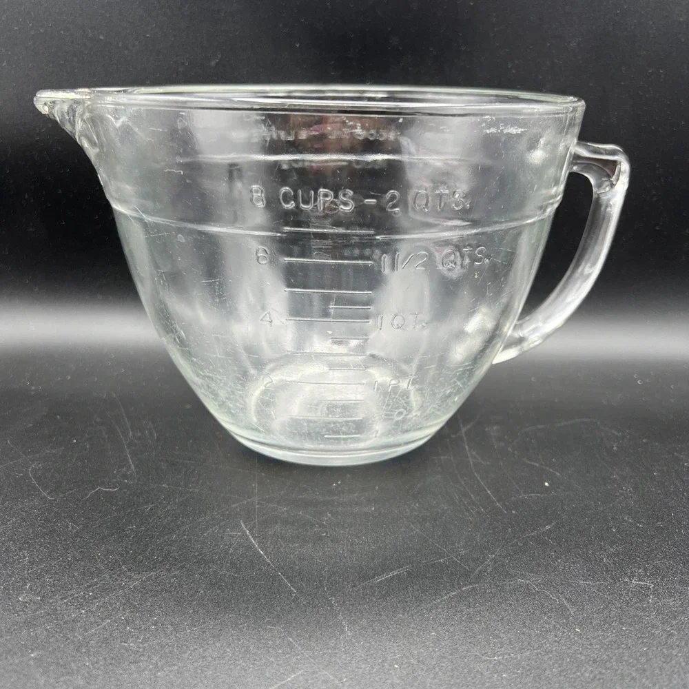 ANCHOR HOCKING 8 Cup 2 Qt Glass Measuring Cup Batter Bowl ‎ With Lip Spout